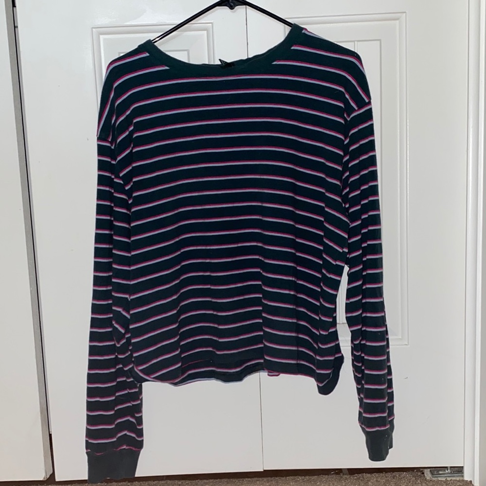 Striped green cropped long sleeve shirt, super soft Wild fable brand!